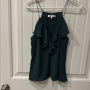 Elegant Dark Green Ruffled Top